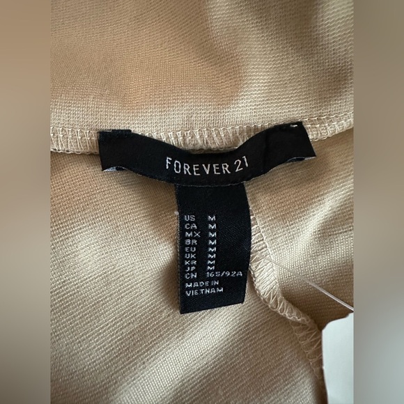 Forever 21 Beige Off-Shoulder Bodycon Mini Dress Women’s Size M Lace-Up Front - Picture 5 of 7